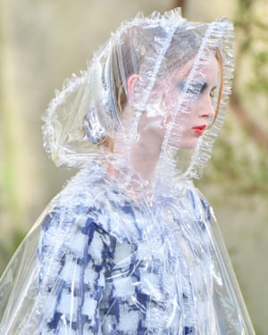 A model walks the runway during the Chanel show