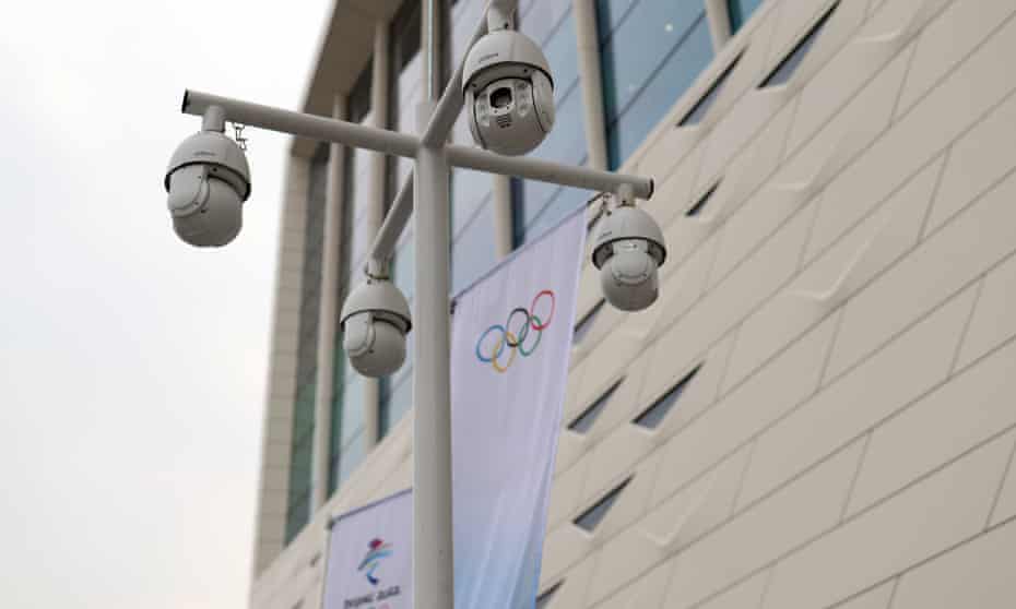 Security cameras outside the main media centrein Beijing.