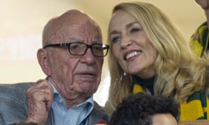 Rupert Murdoch and Jerry Hall at the Rugby World Cup final. 