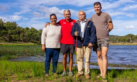 Larissa Ahoy, Dave Widders, Steve Widders, and Callum Clayton-Dixon, members of Newara Aboriginal Corporation, which has crowdfunded to buy back land in the New England high country of NSW, Australia.