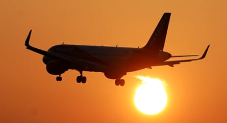 An easyJet plane coming in to land at Gatwick airport.