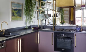 The purple and gold kitchen, painted like a lacquered jewellery box.