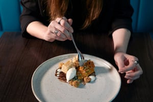 Beurre gelato: ‘a bunk-up of fresh honeycombwith tiny globes of madeleine-like sponge and a healthy churn of salty-sweet gelato’