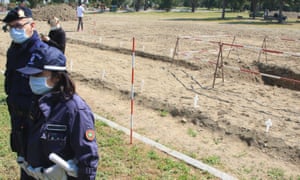 Local police at the Campo 87 section