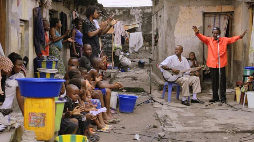 A still showing a street scene, from the movie The Rumba Kings