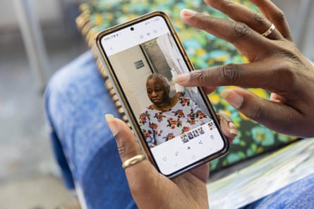 cell phone photograph of an elderly woman in a nursing home