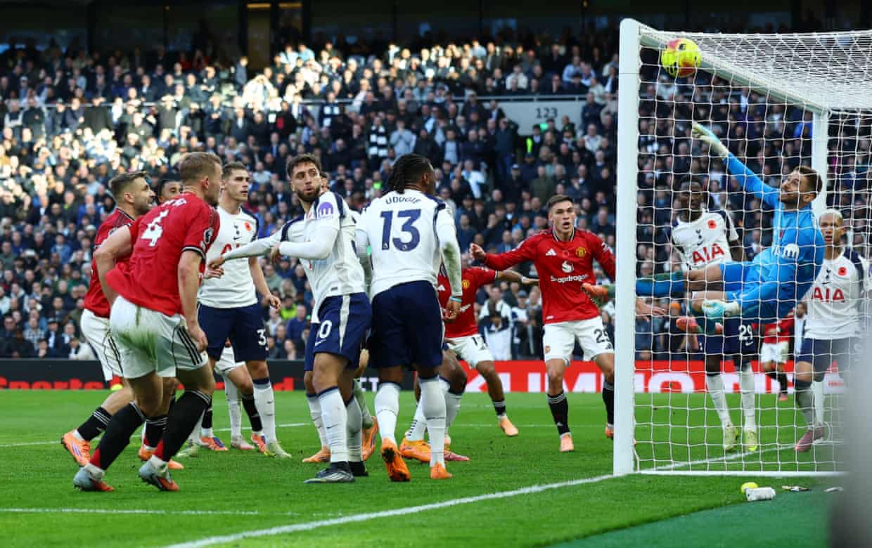 De Ligt’s late goal earns Manchester United a draw at Spurs. De Ligt’s late goal earns Manchester United a draw at Spurs.
