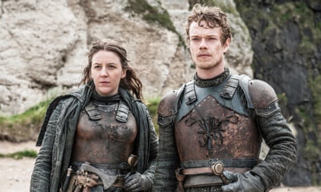 Gemma Whelan and Alfie Allen as Yara and Theon Greyjoy in Game of Thrones.