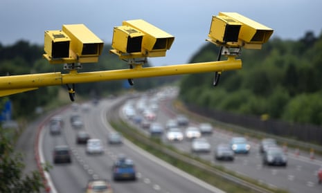 Speed cameras in position on the M3 motorway in Hampshire.