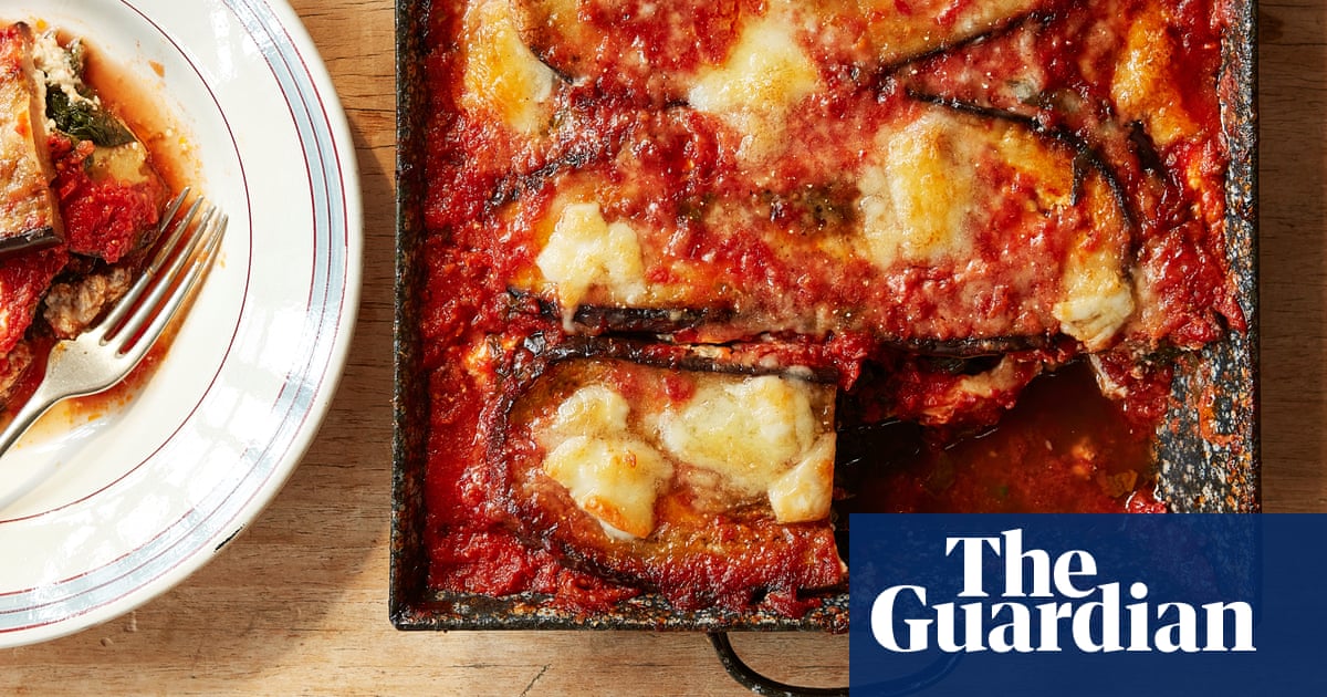 Thomasina Miers’ recipe for aubergine parmigiana with spinach and ricotta
