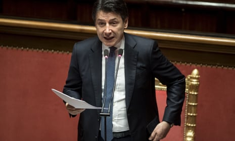 Giuseppe Conte speaks to the Italian parliament.