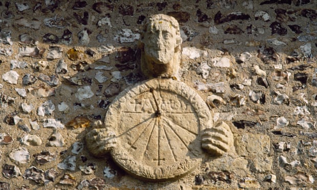 A medieval sundial on the south wall of St Mary the Virgin’s church, North Stoke, Oxfordshire.
