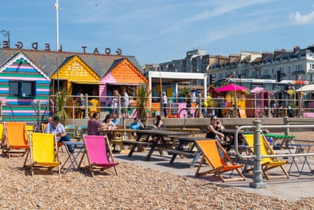 Hot and sunny at the seaside town of Hastings in East Sussex