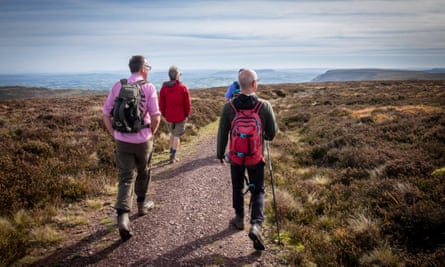 You'll never walk alone: 10 great UK walking festivals for spring and summer | walking holidays 5 Hikers setting out along the Offa's Dyke Path.