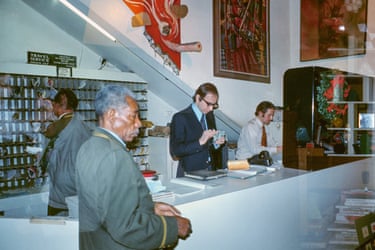Chelsea Hotel Reception, 1971For more than 40 years Stanley Bard (centre with glasses) was the Chelsea’s director and hotel manager. Stanley started out at the Chelsea in 1957 as a plumber’s assistant, employed by his father, who co-owned the hotel. After his father died in 1964 Stanley took over. If an artist couldn’t pay the bill, Stanley would let them pay with a painting. This gave rise to a notable collection, which could be admired in the foyer and corridors. He clung tenaciously to his positive spirit and his unshakeable belief that there is good in everyone
