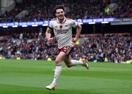 Declan Rice shows his delight after making it 2-0.