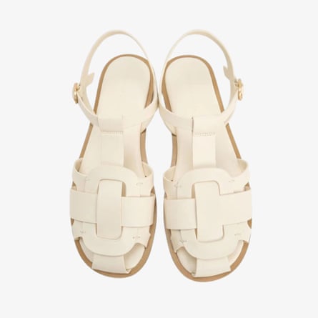 Charles & Keith Easley T-Bar Caged Sandals in Chalk