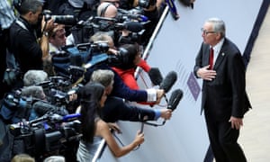 Jean-Claude Juncker speaking to reporters.