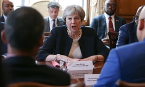 Theresa May at Tuesdayâ€™s meeting with Caribbean leaders at Downing Street
