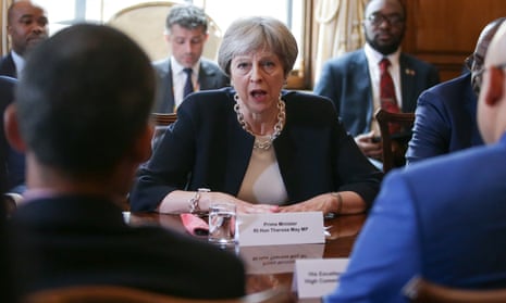 Theresa May at Tuesday’s meeting with Caribbean leaders at Downing Street