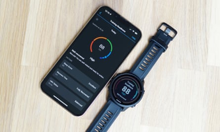 Uma pontuação de prontidão de treinamento de 88 mostrada no aplicativo Garmin Forerunner 955 e Connect em um iPhone