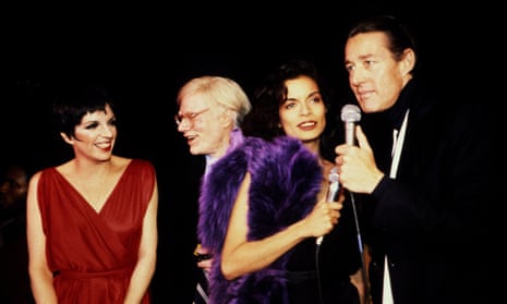 Halston, right, with Liza Minnelli, Andy Warhol and Bianca Jagger in New York, in this undated 1970s photo.