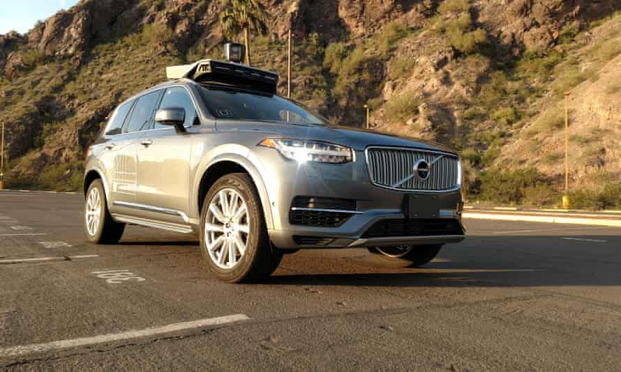 An Uber self-driving Volvo fitted with ‘Lidar’ technology.