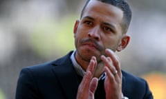 Liam Rosenior applauds Derby’s fans after the win against Wycombe last Saturday