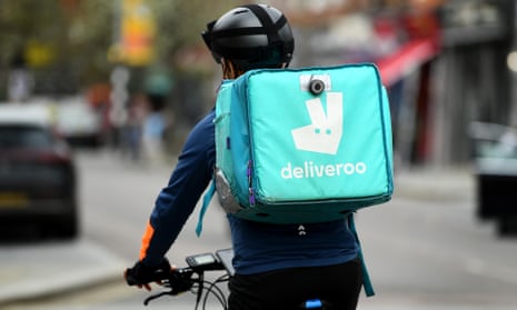 A Deliveroo courier in Southwark, London
