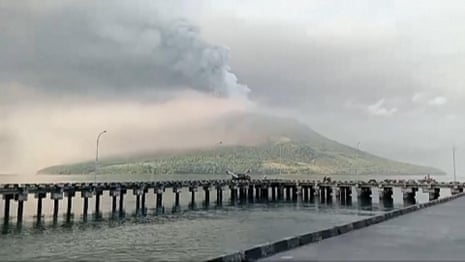 Indonesia volcano: Mount Ruang erupts spewing ash into the air – video