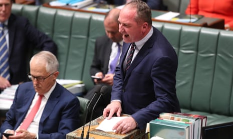 Deputy PM Barnaby Joyce during question time in the House of Representatives this afternoon.