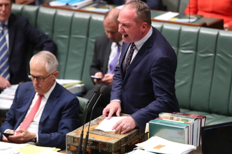 Deputy PM Barnaby Joyce during question time in the house of representatives in parliament house.