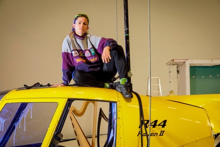 ‘We decided to have a lot of fun’ … Holzinger on her helicopter.