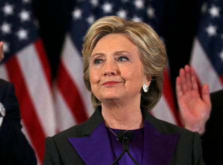 Hillary Clinton gives her concession speech in November 2016.