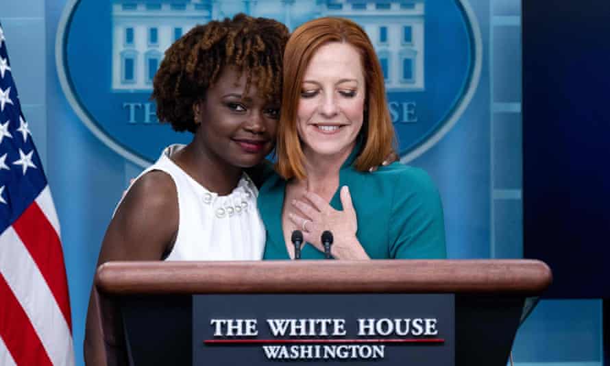 Karine Jean-Pierre with Jen Psaki in the White House briefing room