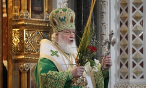 Patriarch Kirill of Moscow and All Russia performs an all-night vigil at the Cathedral of Christ the Saviour on 17 April