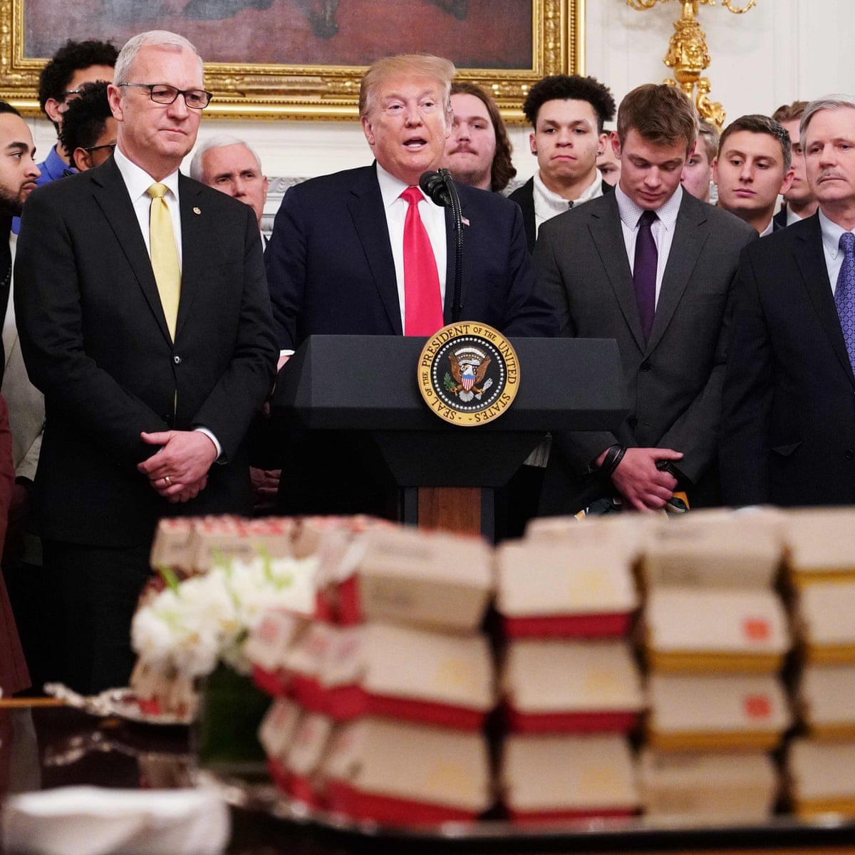 Donald Trump Greets College Football Champions With Mcdonald S Once Again Sport The Guardian