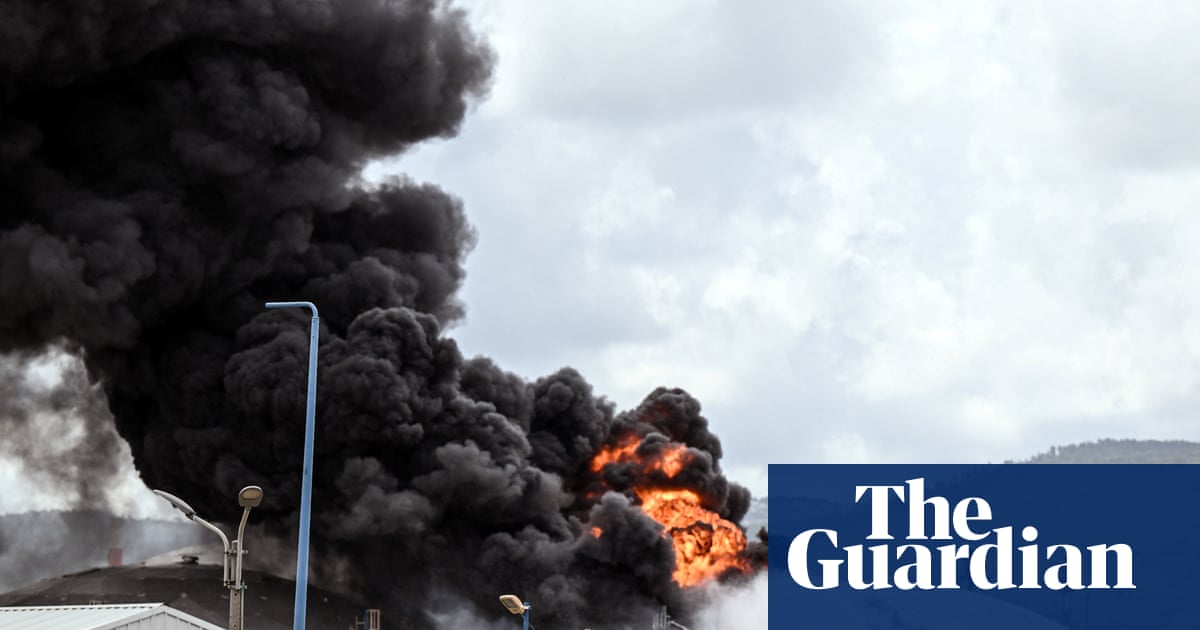 Fire at Israeli oil refinery after reported missile attack – video