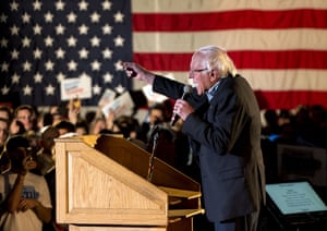 Bernie Sanders addresses supporters during Bernie’s Big New Year’s Bash held at the Des Moines Marriott.