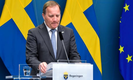 Stefan Löfven speaks during a press conference after the no-confidence vote on Monday