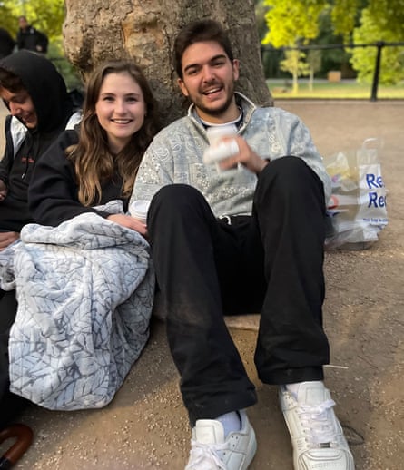 Not everyone who arrived here before dawn is an ardent fan. Antonis Manvelides, 24, and Jess Nash, 24, have come to the Mall on their fourth date.