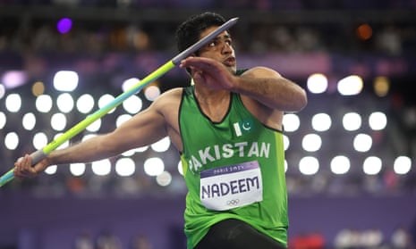 Pakistan’s Arshad Nadeem throws his way to the gold medal in the men’s javelin on day 13.