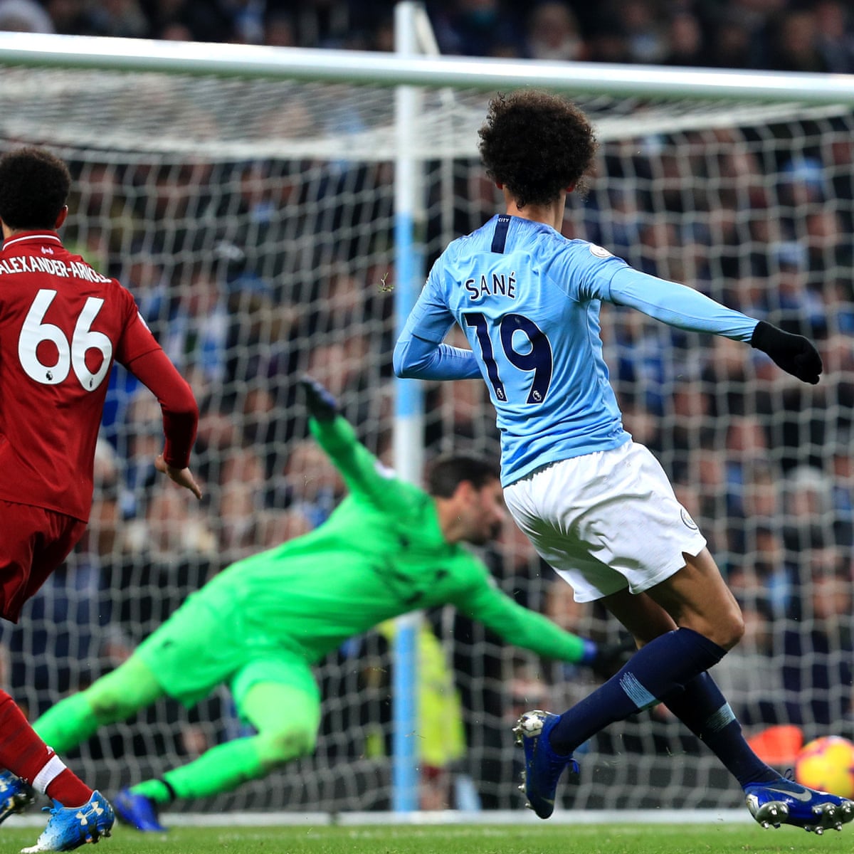 Manchester City S Leroy Sane Reignites Title Race With Winner Against Liverpool Football The Guardian