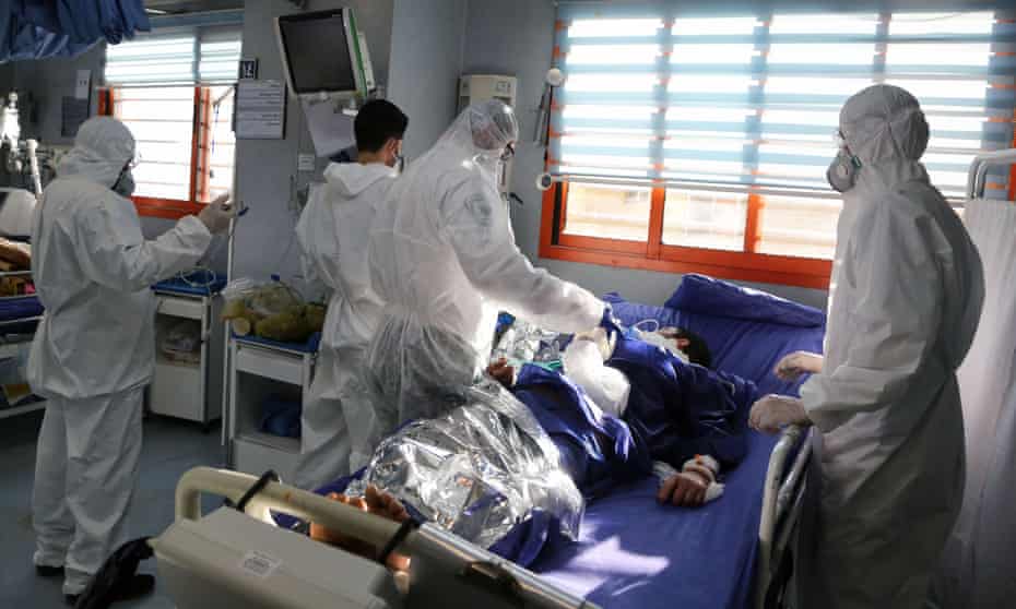 A patient being treated in hospital in Tehran.