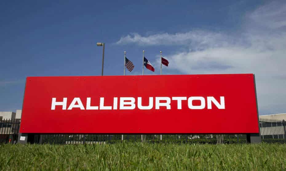 The Halliburton logo is seen in Houston, Texas. 