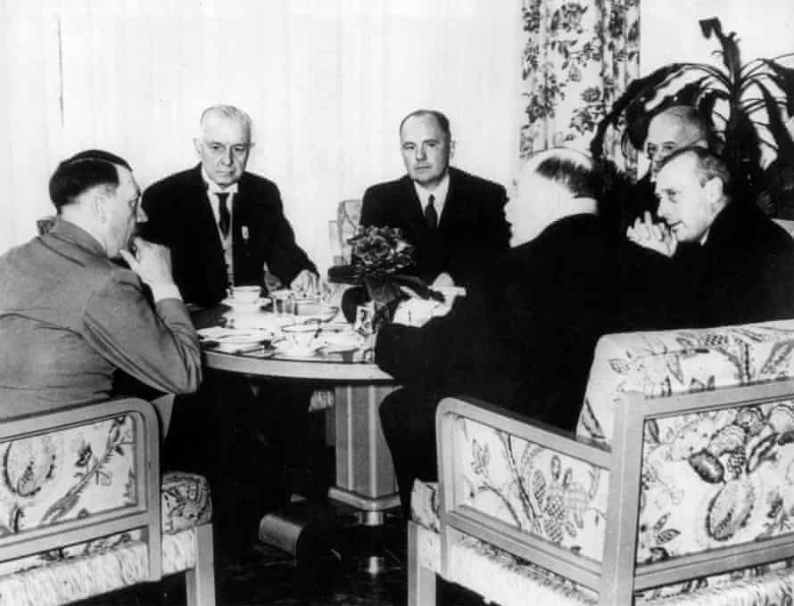 Thomas J. Watson, head of IBM and president of the International Chamber of Commerce and members of the board of the ICC meet with Adolf Hitler in Berlin, Germany, in 1937.