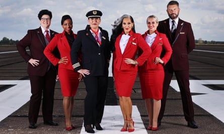 Michelle Visage (third from right), with other Virgin Atlantic crew members.