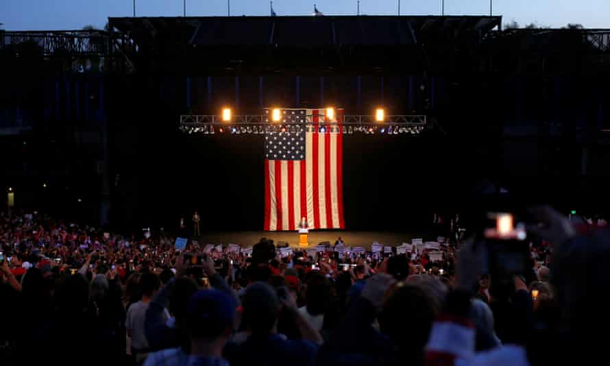 Donald Trump speaks at the rally in Costa Mesa, California.