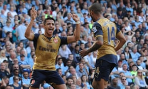 Sanchez celebrates scoring Arsenal’s second.