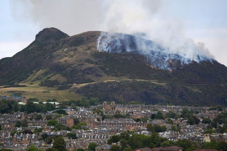 Fire and smoke seen billowing from Arthur’s Seat above Edinburgh.